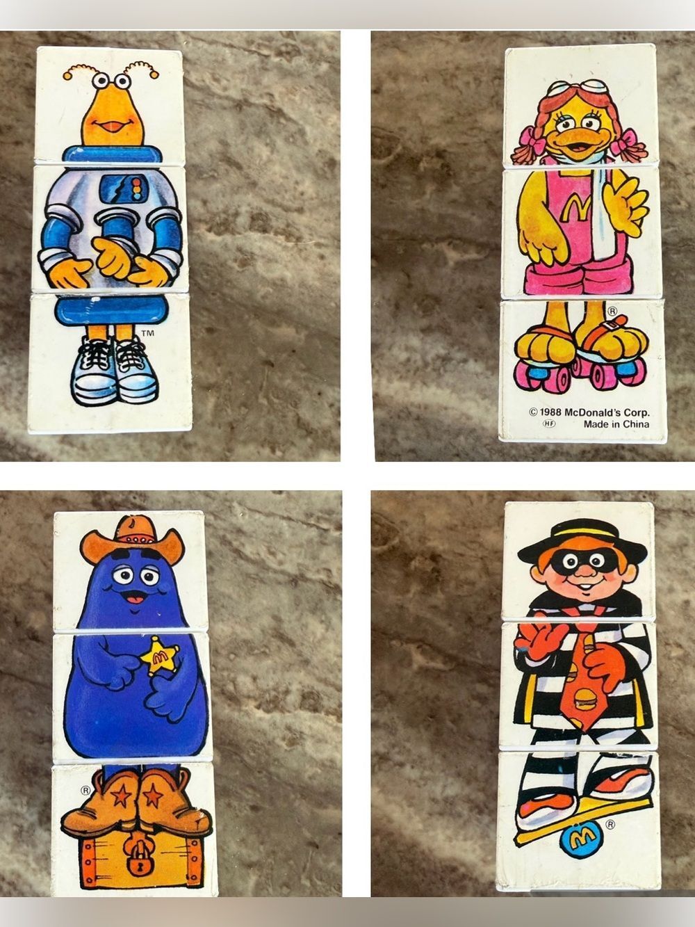 1988 McDonalds Happy Meal Toy Hamburgler Birdie Grimace & CosMc space creature.